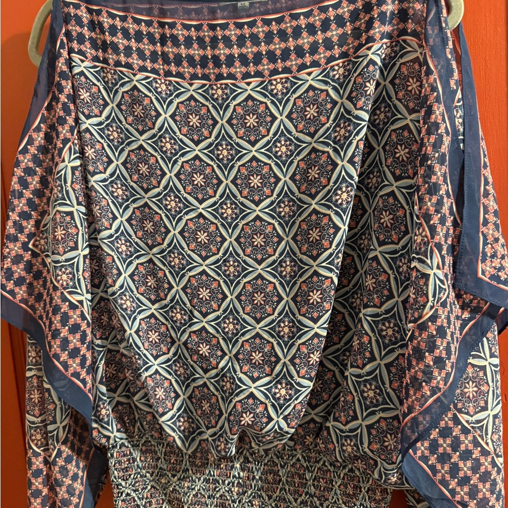Max Studio Blue and Pink Geometric Blouse